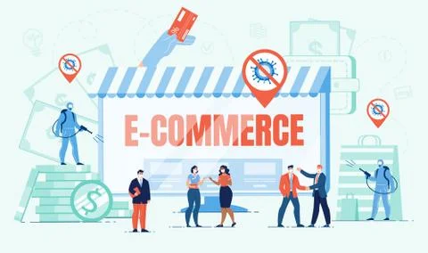 E-Commerce Business Development in Covid Pandemic Stock Illustration
