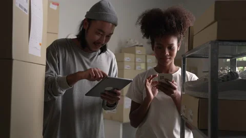 E-commerce business owner checking stock and Inventory. Stock Footage 231977440