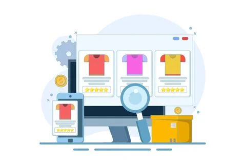 E-commerce business platform concept, e-commerce SEO strategy. Stock Illustration