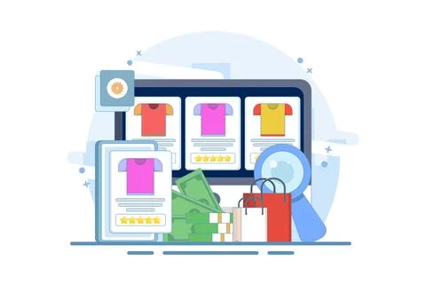 E-commerce business platform concept, e-commerce SEO strategy. Stock Illustration