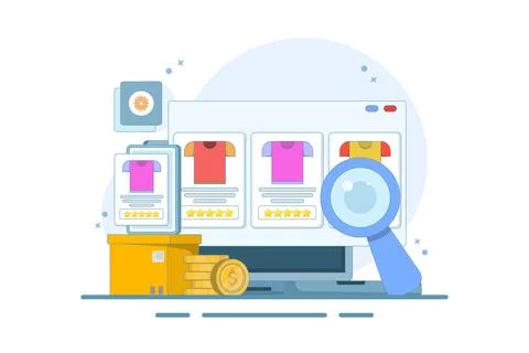 E-commerce business platform concept, e-commerce SEO strategy. Stock Illustration
