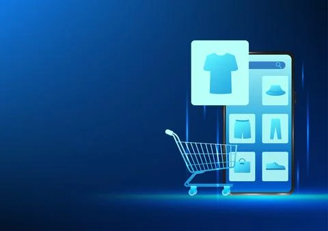 E-commerce business technology It is selling products online. Customers can.. Stockillustratie