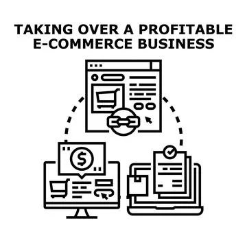 E commerce business transferring concept, online store acquisition Stock Illustration