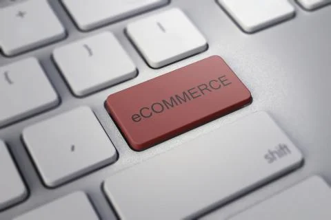 E-commerce button on a black keyboard Stock Illustration