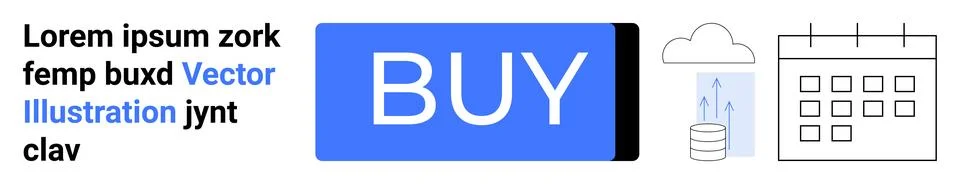 E-commerce Button with Cloud Storage and Calendar Icon for Digital Data and.. イラスト素材