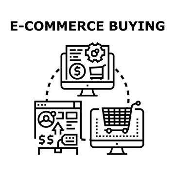 E commerce buying process and online shopping concept Stock Illustration