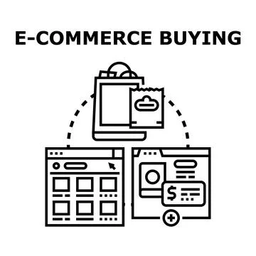 E commerce buying process using online shopping platforms Stock Illustration
