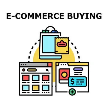 E commerce buying process using online shopping platforms Stock Illustration
