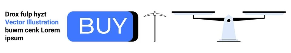 E-commerce Call-to-Action Button with Drone and Parachute Vector Elements Illustrazione stock