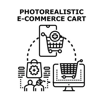 E commerce cart purchases using digital devices Stock Illustration