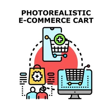 E commerce cart purchases using digital devices Stock Illustration