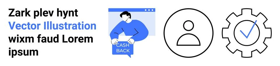 E-commerce Cashback Concept with User Profile and Settings Icons 스톡 일러스트