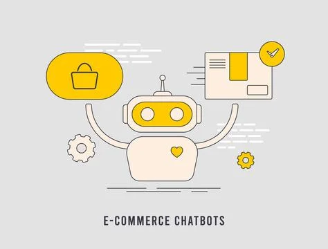 E-commerce chatbot - Offer shopping assistance and ai customer support. Cross Stock Illustration