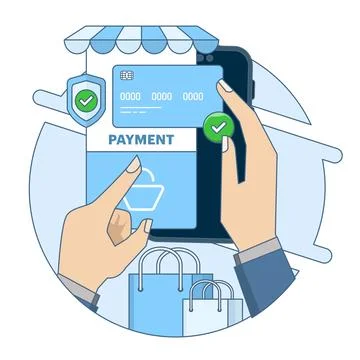 E-commerce checkout page concept with payment method in shopping cart Stock Illustration