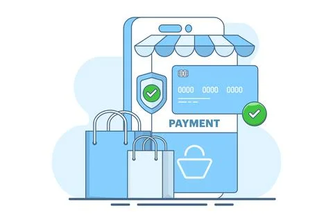E-commerce checkout page concept with payment method in shopping cart Stock Illustration