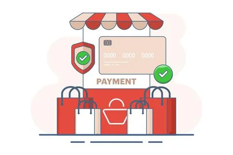 E-commerce checkout page concept with payment method in shopping cart Stock Illustration
