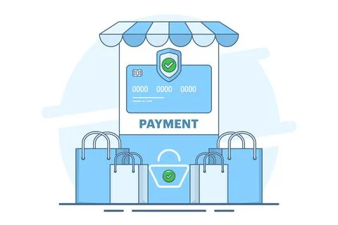 E-commerce checkout page concept with payment method in shopping cart Stock Illustration