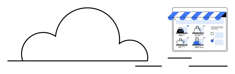 E-commerce, cloud services, online retail, digital storefronts, small busines 스톡 일러스트