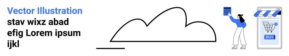 E-commerce Cloud Solutions with Online Shopping and Digital Payments Stock Illustration