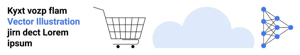 E-commerce, Cloud Technology, and Artificial Intelligence Connectivity Concep Stockillustratie
