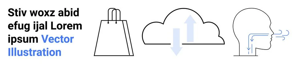 E-commerce, Cloud Technology, and Breathing Process Concepts in Vector Graphi Stock Illustration