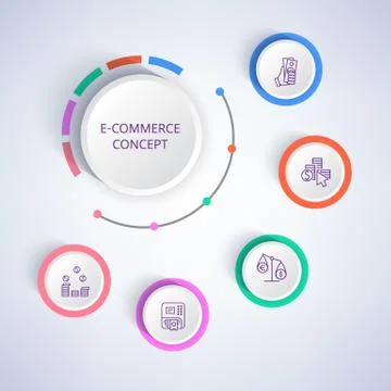 E-commerce Colorful Banner Vector Illustration Illustrazione stock