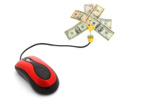E-commerce - computer mouse and money Stock Photos