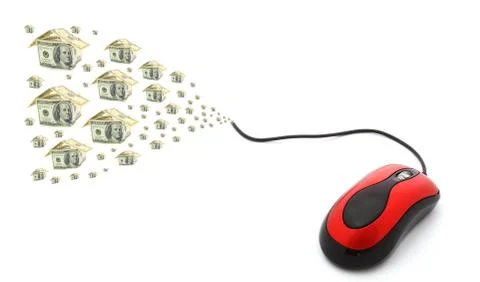 E-commerce - computer mouse and money Stock Photos