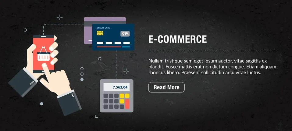 E-commerce concept banner for internet. Stock Illustration