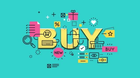 E-commerce concept with buy and shopping icons Stock Footage 340282619