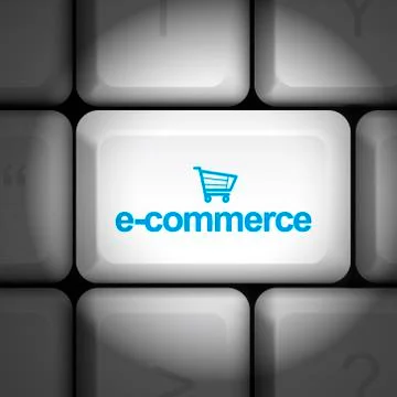 E-commerce concept with computer keyboard Stock Illustration