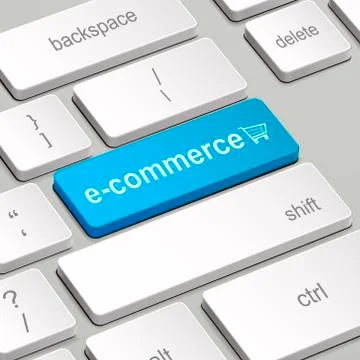 E-commerce concept with computer keyboard Stock Illustration