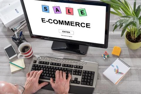 E-commerce concept on a computer Stock-Fotos