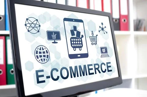 E-commerce concept on a computer screen Stock Photos