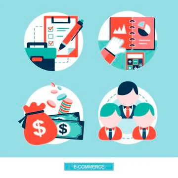 E-commerce concept flat design set Stock Illustration