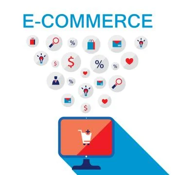 E-commerce concept. Online store, shopping, sale and buy products 库存插图