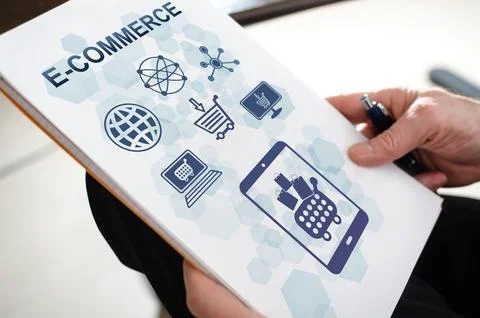 E-commerce concept on a paper Stock Photos