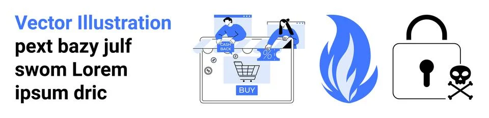E-commerce Concept with Security and Safety Elements Showcasing Online Shop.. Stock Illustration