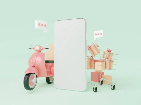 E-commerce concept, Shopping online and delivery service on mobile applicat.. Stock Illustration