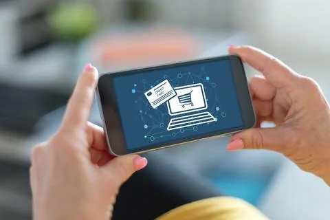 E-commerce concept on a smartphone 스톡 사진