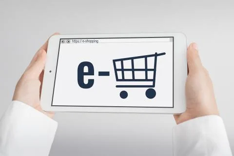 E-commerce concept with tablet pc Stock Photos