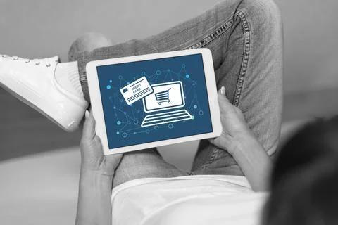 E-commerce concept on a tablet Stock Photos