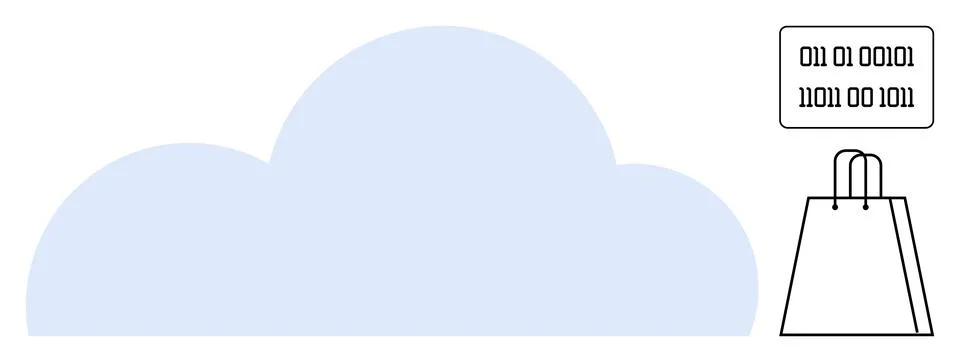 E-Commerce Concepts with Cloud Computing and Digital Security Stock Illustration