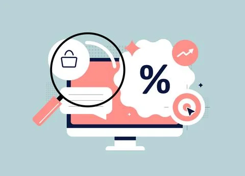 E-commerce conversion rate optimization - online shopping analytics and user Stock Illustration