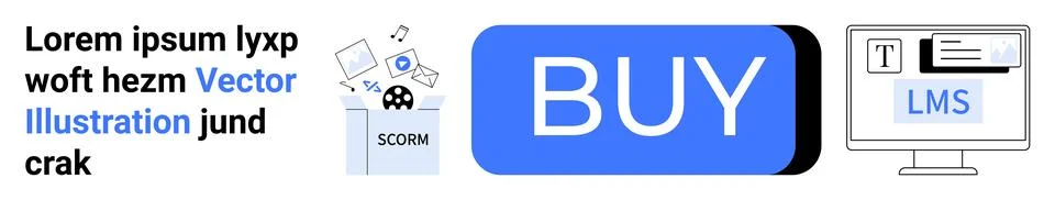 E-commerce CTA with SCORM Integration and LMS Interface Elements Stock Illustration