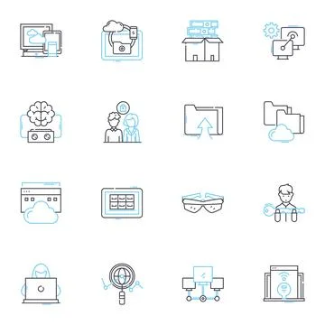 E-commerce currency linear icons set. Bitcoin, Cryptocurrency, Payment Stock Illustration