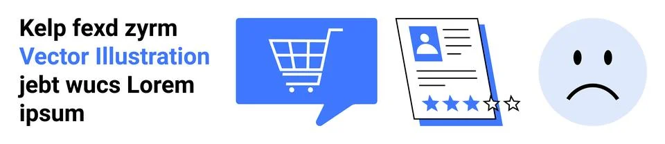 E-commerce, customer feedback, reviews, user experience, online shopping, con Stock Illustration
