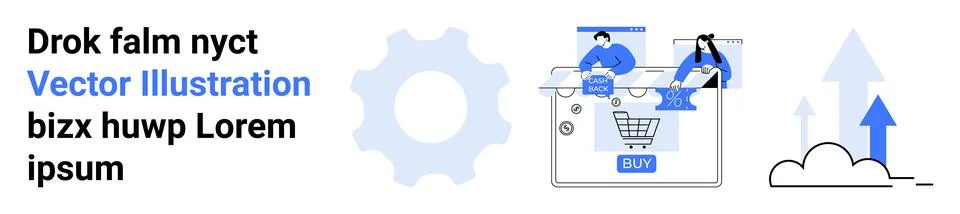 E-commerce, data analytics, cloud computing, shopping, marketing strategies,  Stock Illustration