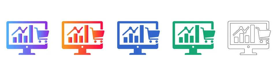 E commerce Data Analytics Dashboard Icons 스톡 일러스트
