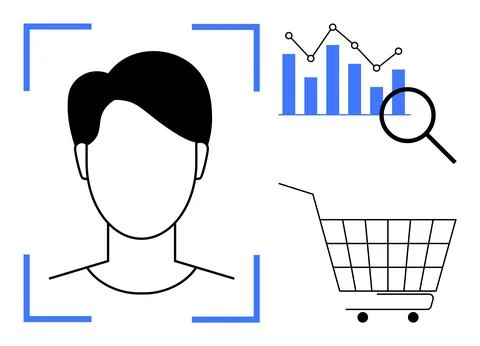 E-commerce Data Analytics User Profile with Graphs Illustrating Trends and .. Stock Illustration